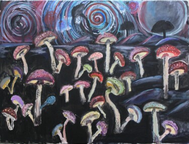 Arte digitale intitolato "Mushroom planet" da Anass Kaikani, Opera d'arte originale, Acrilico