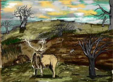 Ζωγραφική με τίτλο "Divided nature" από Anass Kaikani, Αυθεντικά έργα τέχνης, Ψηφιακή ζωγραφική