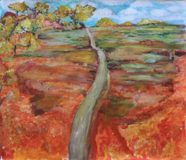Ζωγραφική με τίτλο "Autumn’s trail" από Anass Kaikani, Αυθεντικά έργα τέχνης, Ακρυλικό