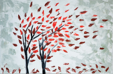 Картина под названием ""Red Leaf fall"" - Anastacia Gaikova, Подлинное произведение искусства, Масло