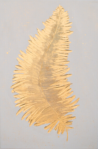 Pintura titulada "Golden feather" por Anastacia Gaikova, Obra de arte original, Acrílico