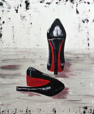 Pintura intitulada "Shoes" por Anastacia Gaikova, Obras de arte originais, Acrílico Montado em Painel de madeira