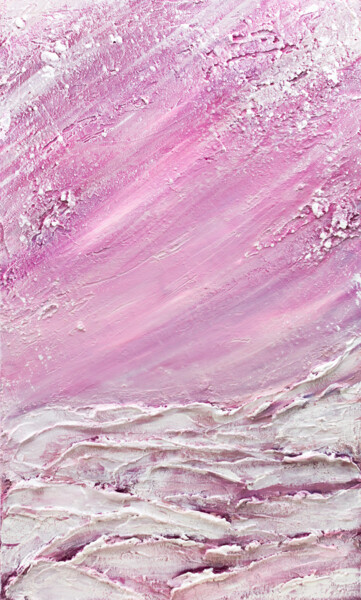 Painting titled "Pink morning" by Anastacia Gaikova, Original Artwork, Acrylic Mounted on Wood Stretcher frame