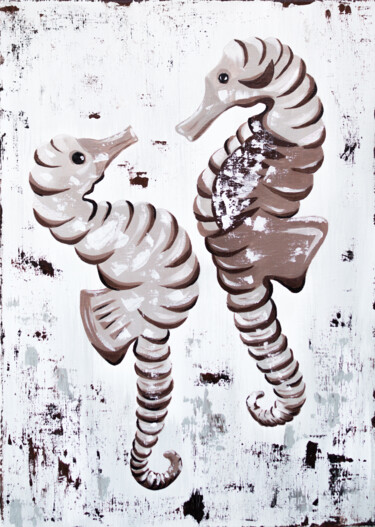 Картина под названием "Sea Horses" - Anastacia Gaikova, Подлинное произведение искусства, Акрил