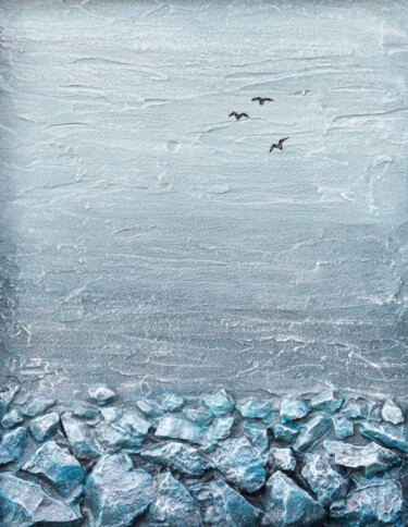 Ζωγραφική με τίτλο "Turquoise coast and…" από Anastacia Gaikova, Αυθεντικά έργα τέχνης, Ακρυλικό