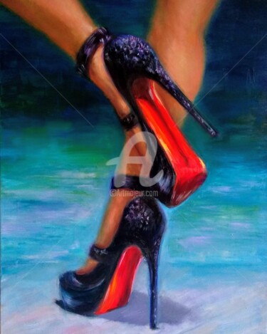 Картина под названием "Heels don't lie" - Anastasia Akunina, Подлинное произведение искусства, Масло