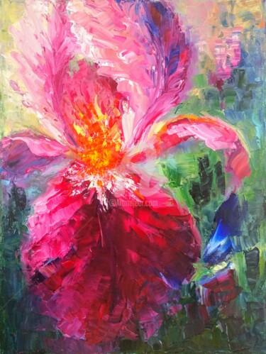 Картина под названием "OIL PAINTING FLOWER…" - Anastasia Akunina, Подлинное произведение искусства, Масло