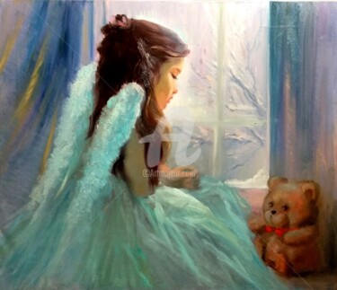Painting titled "Little Angel, nurse…" by Anastasia Akunina, Original Artwork, Oil