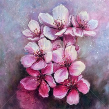 Malerei mit dem Titel "Cherry blossom oil…" von Anastasia Akunina, Original-Kunstwerk, Öl