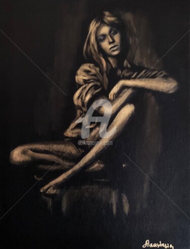 Malerei mit dem Titel "Minimalistic woman…" von Anastasia Akunina, Original-Kunstwerk, Acryl