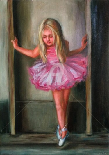 Pittura intitolato "Baby ballet dancer,…" da Anastasia Akunina, Opera d'arte originale, Olio
