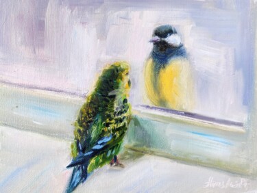 Pittura intitolato "Birds Oil On Canvas…" da Anastasia Akunina, Opera d'arte originale, Olio