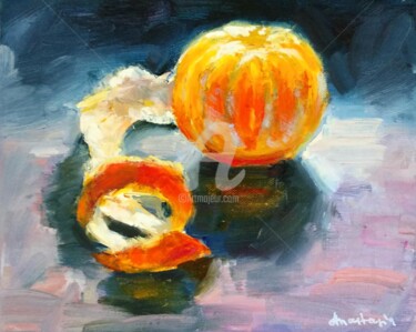 Painting titled "Fresh Mandarins Fru…" by Anastasia Akunina, Original Artwork, Oil