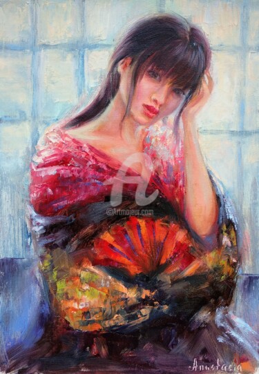 Peinture intitulée "Beautiful Asian Wom…" par Anastasia Akunina, Œuvre d'art originale, Huile