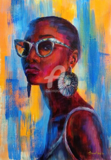 Painting titled "Sunglasses Modern W…" by Anastasia Akunina, Original Artwork, Acrylic