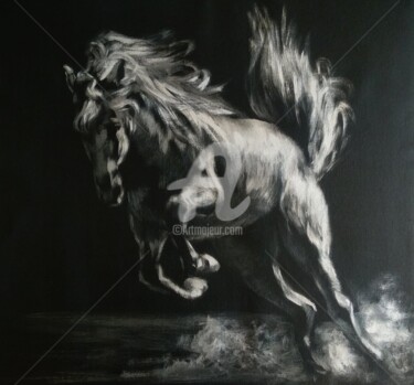 Картина под названием "Running Horse Wild…" - Anastasia Akunina, Подлинное произведение искусства, Акрил