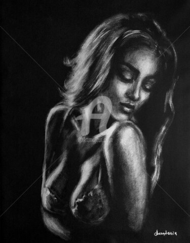 Schilderij getiteld "Sexy Girl in linger…" door Anastasia Akunina, Origineel Kunstwerk, Acryl