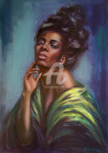 Painting titled "Black beauty passion" by Anastasia Akunina, Original Artwork, Oil
