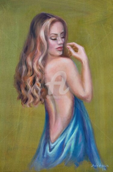 Картина под названием "Honeymoon Woman Por…" - Anastasia Akunina, Подлинное произведение искусства, Масло