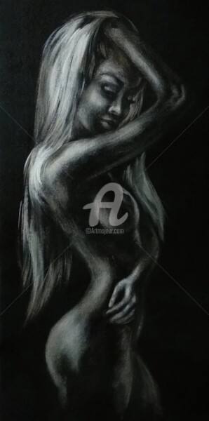 Malerei mit dem Titel "Erotic Art Naked Wo…" von Anastasia Akunina, Original-Kunstwerk, Acryl Auf Keilrahmen aus Holz montie…