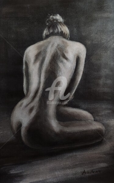 Картина под названием "Woman figure Moonli…" - Anastasia Akunina, Подлинное произведение искусства, Акрил