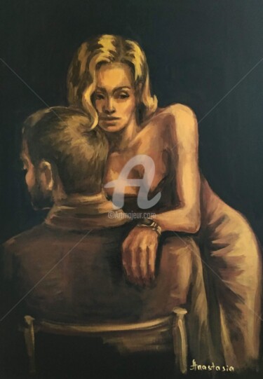 Malerei mit dem Titel "Romantic couple Man…" von Anastasia Akunina, Original-Kunstwerk, Acryl