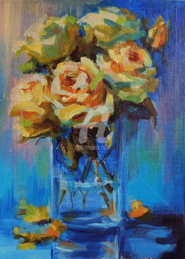 Peinture intitulée "Still life Bouquet…" par Anastasia Akunina, Œuvre d'art originale, Acrylique Monté sur Carton