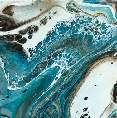 Картина под названием "Turquoise fluid art" - Anastasia Belova (Asya Belova), Подлинное произведение искусства, Акрил Устано…