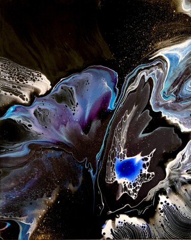 Картина под названием "Absrtact blue flower" - Anastasia Belova (Asya Belova), Подлинное произведение искусства, Акрил