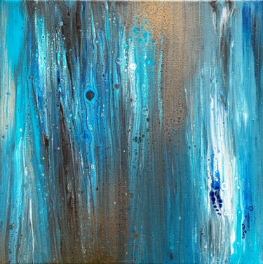 Painting titled "Blue fluid art" by Anastasia Belova (Asya Belova), Original Artwork, Acrylic Mounted on Wood Stretcher frame