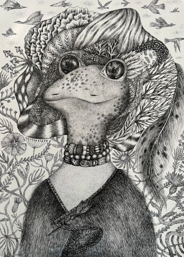 Dessin intitulée "A strange creature…" par Anastasia Cherezova, Œuvre d'art originale, Encre