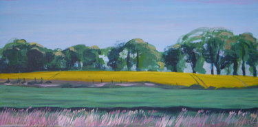 Painting titled "The field II" by Anastasia Chernysheva, Original Artwork, Acrylic Mounted on Wood Stretcher frame