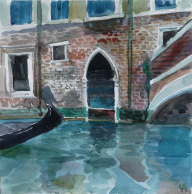 Painting titled "Venice II" by Anastasia Chernysheva, Original Artwork, Watercolor Mounted on Cardboard