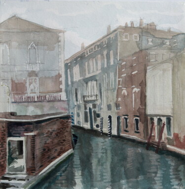 Painting titled "Venice" by Anastasia Chernysheva, Original Artwork, Watercolor Mounted on Cardboard