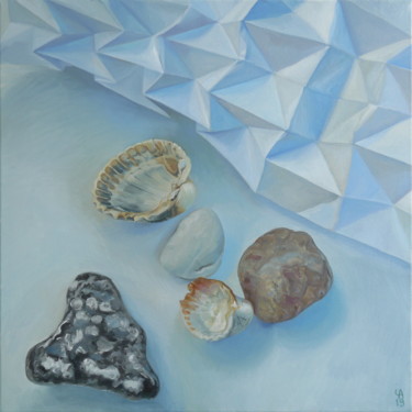 Painting titled "Shapes and Shells I…" by Anastasia Chernysheva, Original Artwork, Oil