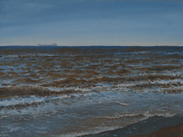 Schilderij getiteld "North Sea Surf" door Anastasia Chernysheva, Origineel Kunstwerk, Olie