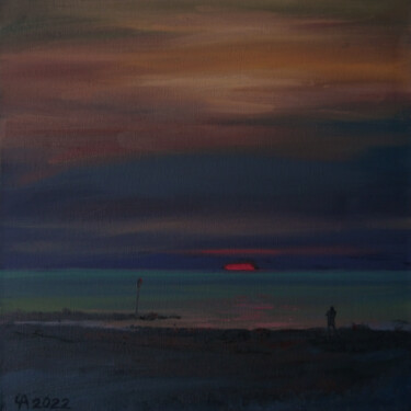 Malerei mit dem Titel "Dark sunset in Sche…" von Anastasia Chernysheva, Original-Kunstwerk, Öl