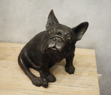 Sculptuur getiteld "Bulldog" door Anastasiia Ezhova, Origineel Kunstwerk, Bronzen