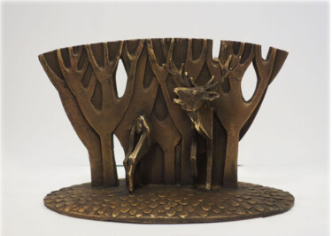 Sculpture intitulée "Deer rut" par Анастасия Ежова, Œuvre d'art originale, Bronze