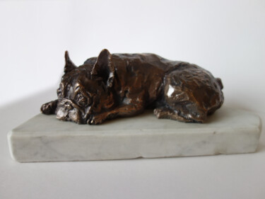 Sculpture titled "Little Bulldog" by Anastasiia Ezhova, Original Artwork, Bronze