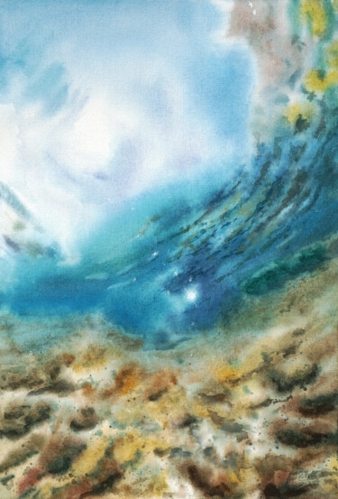 Картина под названием "Под водой" - Анастасия Федорченко, Подлинное произведение искусства, Акварель