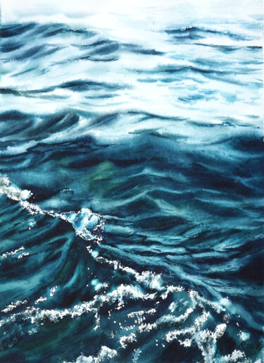 Картина под названием "Плеск волны" - Анастасия Федорченко, Подлинное произведение искусства, Акварель