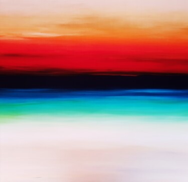Painting titled "Sunset" by Anastasia Gehring, Original Artwork, Acrylic Mounted on Wood Stretcher frame