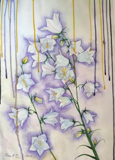 Painting titled "Bells" by Anastasia Gogol, Original Artwork, Watercolor