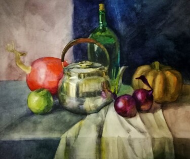 Painting titled "Still life" by Anastasia Gogol, Original Artwork, Watercolor