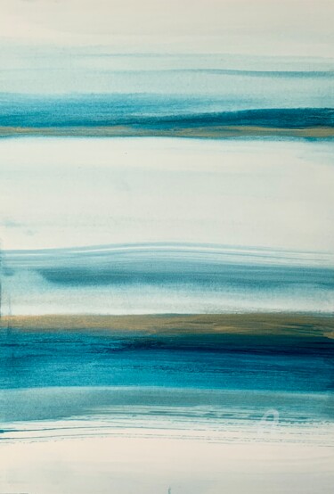 Картина под названием "Turquoise landscape…" - Anastasia Grik, Подлинное произведение искусства, Чернила