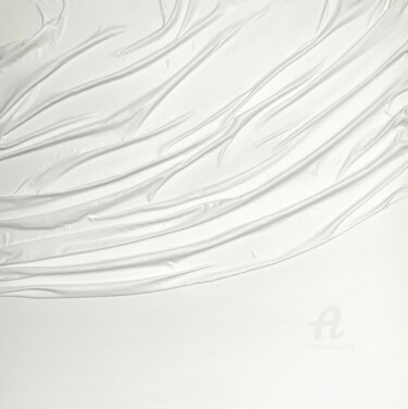 Malarstwo zatytułowany „Winter sky - fabric…” autorstwa Anastasia Grik, Oryginalna praca, Tkanina Zamontowany na Drewniana r…