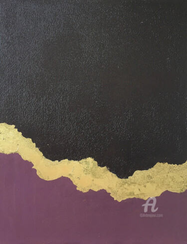 Painting titled "Mountains of gold -…" by Anastasia Grik, Original Artwork, Acrylic Mounted on Wood Stretcher frame