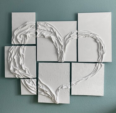 "Heart - 110x130 cm,…" başlıklı Tablo Anastasia Grik tarafından, Orijinal sanat, Kumaş Ahşap Sedye çerçevesi üzerine monte e…