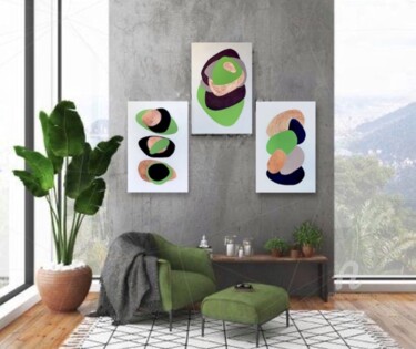 Картина под названием "ORDINARY triptych-6…" - Anastasia Grik, Подлинное произведение искусства, Акрил Установлен на Деревян…